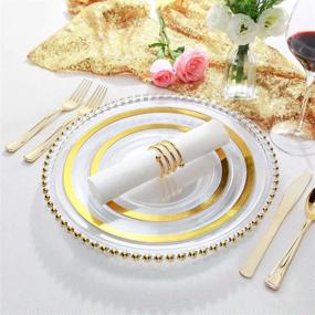 img 1 attached to 120Pcs Gold Plastic Plates Disposable Heavy Duty 10.25" Dinner & 7.5" Dessert Unique Design Supernal