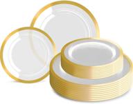 120pcs gold plastic plates disposable heavy duty 10.25" dinner & 7.5" dessert unique design supernal logo