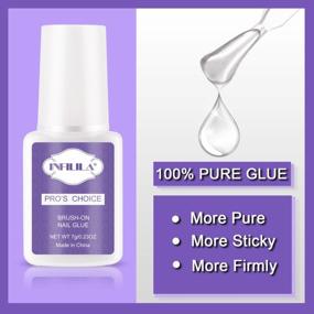 img 2 attached to INFILILA Professional Brush On Nail Glue: Long Lasting Adhesive For Acrylic, Press-On & Fake Nails - 7ML/0.23OZ