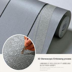 img 1 attached to QIHANG Non-Woven Flocking Wallpaper Roll, Simple Curve Style, Black & Gray Color, 1.73' Wide X 32.8' Long