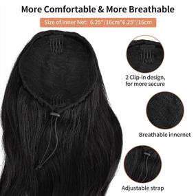 img 2 attached to SEIKEA 26" Long Wavy Drawstring Ponytail For Black Women Natural Soft Clip In Ponytail Extension Synthetic Heat Resistant Hair Extensions Hairpiece Color Black Brown