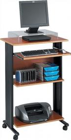 img 1 attached to 🖥️ Safco Products Muv 45"H Stand-Up Desk: Компьютерная рабочая станция с жестко заданной высотой и полкой для клавиатуры, цвет - вишня" - Эффективное и эргономичное решение.