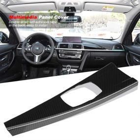 img 1 attached to 🚗 Aramox Carbon Fiber ABS Multimedia Panel Cover for Left-Hand Driving - 3 Series F30 F34, 4 Series F33 F36