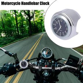 img 3 attached to 🏍️ Fierce Cycle 22-25mm 7/8&#34; to 1&#34; Motorcycle Handlebar Mount Watch Dial Clock Set with Anti-Skid Pad Wrench - Universal Waterproof Silver Tone Black Panel