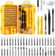 apsung 110 in 1 screwdriver set with slotted, phillips, torx& more bits, non-slip magnetic precision electronics tool kit for repair iphone, android, computer, laptop, watch, glasses, pc etc (yellow) логотип