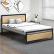 sturdy and stylish full size metal and wood platform bed with headboard and footboard - easy assembly logo