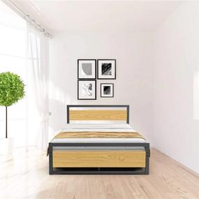img 3 attached to Sturdy And Stylish Full Size Metal And Wood Platform Bed With Headboard And Footboard - Easy Assembly