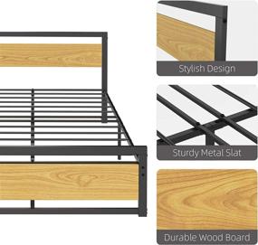 img 2 attached to Sturdy And Stylish Full Size Metal And Wood Platform Bed With Headboard And Footboard - Easy Assembly