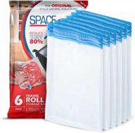 vacuum storage bags for clothes - 80% space saver travel 6-pack with compression seal and pump for comforters, blankets, bedding & clothing closet storage. logo