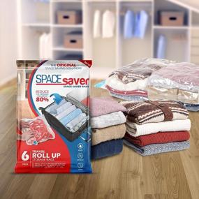img 2 attached to Vacuum Storage Bags For Clothes - 80% Space Saver Travel 6-Pack With Compression Seal And Pump For Comforters, Blankets, Bedding & Clothing Closet Storage.