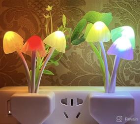 img 3 attached to 🍄 2 Pack of ZEZHOU Plug in LED Mushroom Night Light Lamp - Dusk to Dawn Sensor - Cute Color Changing Bed Nightlight - LED Wall Light