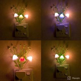 img 2 attached to 🍄 2 Pack of ZEZHOU Plug in LED Mushroom Night Light Lamp - Dusk to Dawn Sensor - Cute Color Changing Bed Nightlight - LED Wall Light