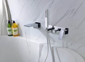 img 3 attached to Wall Mount Waterfall Tub Faucet With Hand Shower By SUMERAIN