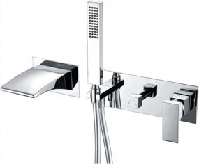 img 4 attached to Wall Mount Waterfall Tub Faucet With Hand Shower By SUMERAIN