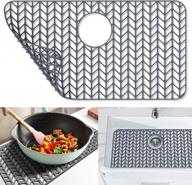 26''x 14'' silicone sink mat protectors - farmhouse stainless steel accessory with rear drain for enhanced kitchen sink protection by jookki. логотип
