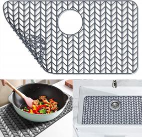 img 4 attached to 26''X 14'' Silicone Sink Mat Protectors - Farmhouse Stainless Steel Accessory With Rear Drain For Enhanced Kitchen Sink Protection By JOOKKI.