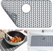 26''x 14'' silicone sink mat protectors - farmhouse stainless steel accessory with rear drain for enhanced kitchen sink protection by jookki. logo