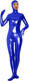 img 1 attached to VSVO Shiny Spandex Open Face Full Bodysuit Zentai Suit For Adults And Children