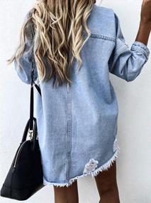 img 2 attached to Chouyatou Women'S Boyfriend Denim Jean Jacket With Distressed Rips And Fashionable Batwing Sleeves
