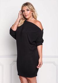 img 1 attached to Plus Size One Shoulder Bodycon Dress With 3/4 Sleeves For Women By ROSIANNA
