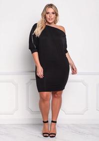 img 2 attached to Plus Size One Shoulder Bodycon Dress With 3/4 Sleeves For Women By ROSIANNA