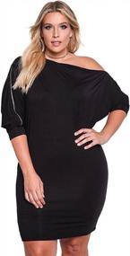 img 4 attached to Plus Size One Shoulder Bodycon Dress With 3/4 Sleeves For Women By ROSIANNA