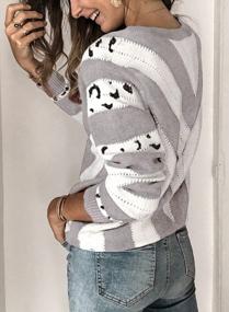 img 3 attached to Women'S Color Block Striped V-Neck Sweater Long Sleeve Pullover Knit Top S-2XL