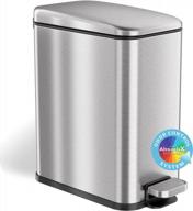itouchless softstep 1.3 gallon small slim trash can w/ removable bucket & odor filter - stainless steel 5l garbage bin for bathroom, bedroom, office logo