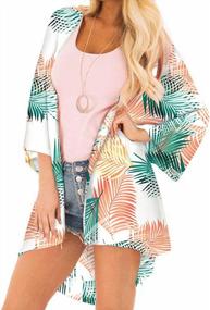 img 4 attached to 👙 Barlver Women's Swimsuit Cover Ups: Open Front Sheer Blouses for Beachwear – Floral Kimono Cardigan