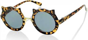 img 2 attached to Kids Cheetah Leopard Colorful Sunglasses With Round Kitty Cat Ears For Toddlers Ages 2 - 7