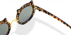 img 1 attached to Kids Cheetah Leopard Colorful Sunglasses With Round Kitty Cat Ears For Toddlers Ages 2 - 7