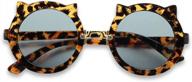 kids cheetah leopard colorful sunglasses with round kitty cat ears for toddlers ages 2 - 7 logo