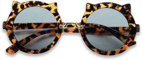 img 4 attached to Kids Cheetah Leopard Colorful Sunglasses With Round Kitty Cat Ears For Toddlers Ages 2 - 7