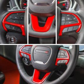 img 3 attached to 🔴 Red Voodonala Steering Wheel Trim for 2015-2019 Dodge Challenger, Charger, 2014-2019 Dodge Durango, Jeep Grand Cherokee SRT8