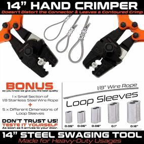 img 1 attached to 14-Inch Wire Rope Crimping Tool For Stainless Steel, Copper & Aluminum Sleeve Ferrules And Railing End Fitting Terminals. Includes 1/8" Steel Cable Cutter