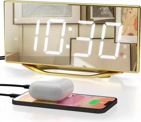 img 4 attached to Digital Clocks, 8.7" LED Mirror Alarm Clocks For Bedrooms With 2 USB Charger Ports,Dual Alarms,7 Levels Brightness & Volume,Snooze,12/24H, Loud Beside Desk Clock For Living Room Office Heavy Sleepers