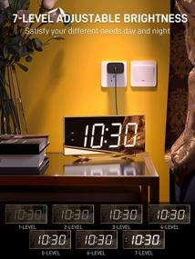 img 2 attached to Digital Clocks, 8.7" LED Mirror Alarm Clocks For Bedrooms With 2 USB Charger Ports,Dual Alarms,7 Levels Brightness & Volume,Snooze,12/24H, Loud Beside Desk Clock For Living Room Office Heavy Sleepers