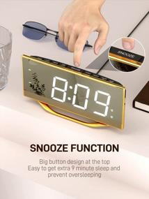 img 1 attached to Digital Clocks, 8.7" LED Mirror Alarm Clocks For Bedrooms With 2 USB Charger Ports,Dual Alarms,7 Levels Brightness & Volume,Snooze,12/24H, Loud Beside Desk Clock For Living Room Office Heavy Sleepers