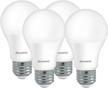 bulbrite led a19 non-dimmable medium screw base (e26) light bulb, 4 count (pack of 1), 4000k, 4 piece logo