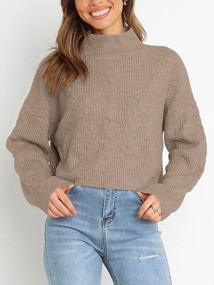 img 3 attached to Stay Cozy In Style With Caracilia Women'S Chunky Cable Knit Crop Top Sweater