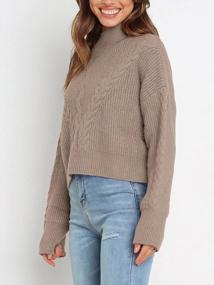 img 1 attached to Stay Cozy In Style With Caracilia Women'S Chunky Cable Knit Crop Top Sweater