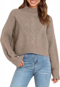img 4 attached to Stay Cozy In Style With Caracilia Women'S Chunky Cable Knit Crop Top Sweater