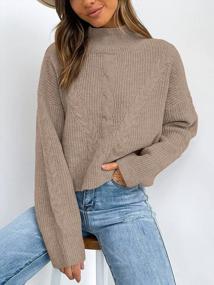 img 2 attached to Stay Cozy In Style With Caracilia Women'S Chunky Cable Knit Crop Top Sweater