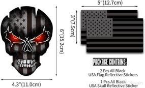 img 3 attached to 🏴 Отражающие наклейки с черным американским флагом и рисунком черепа: универсальное использование для мотоциклов, автомобилей, грузовиков, ноутбуков, скейтбордов, велосипедов - набор из 3-х.