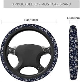 img 2 attached to 🌸 Swono Car Steering Wheel Covers - Beautiful Floral Pattern in Black for Women and Girls - Universal Soft Neoprene Anti-Slip Car Accessories - Fits Most Sedan, Van, and SUV Models