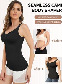 img 3 attached to JOYSHAPER Women Shaperwear Camisole Tank Tops Bulilt In Bra Tummy Control Padded Bra Seamless Cami Body Shaper Vest