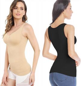 img 4 attached to JOYSHAPER Women Shaperwear Camisole Tank Tops Bulilt In Bra Tummy Control Padded Bra Seamless Cami Body Shaper Vest