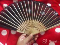 img 1 attached to Vintage Bamboo Wood Silk Folding Hand Fan For Women - Amajiji HBSY (23Cm) (003) review by Chad Aguirre