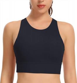 img 2 attached to Medium Support Strappy Yoga Sports Bras For Women With Padded Tank Top - Lemedy