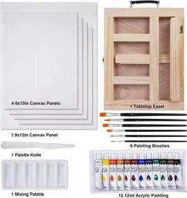 img 4 attached to Get Creative With The Tavolozza 26Pcs Tabletop Easel Painting Set: Ideal Mix Media Kit For Beginners, Kids And Adults